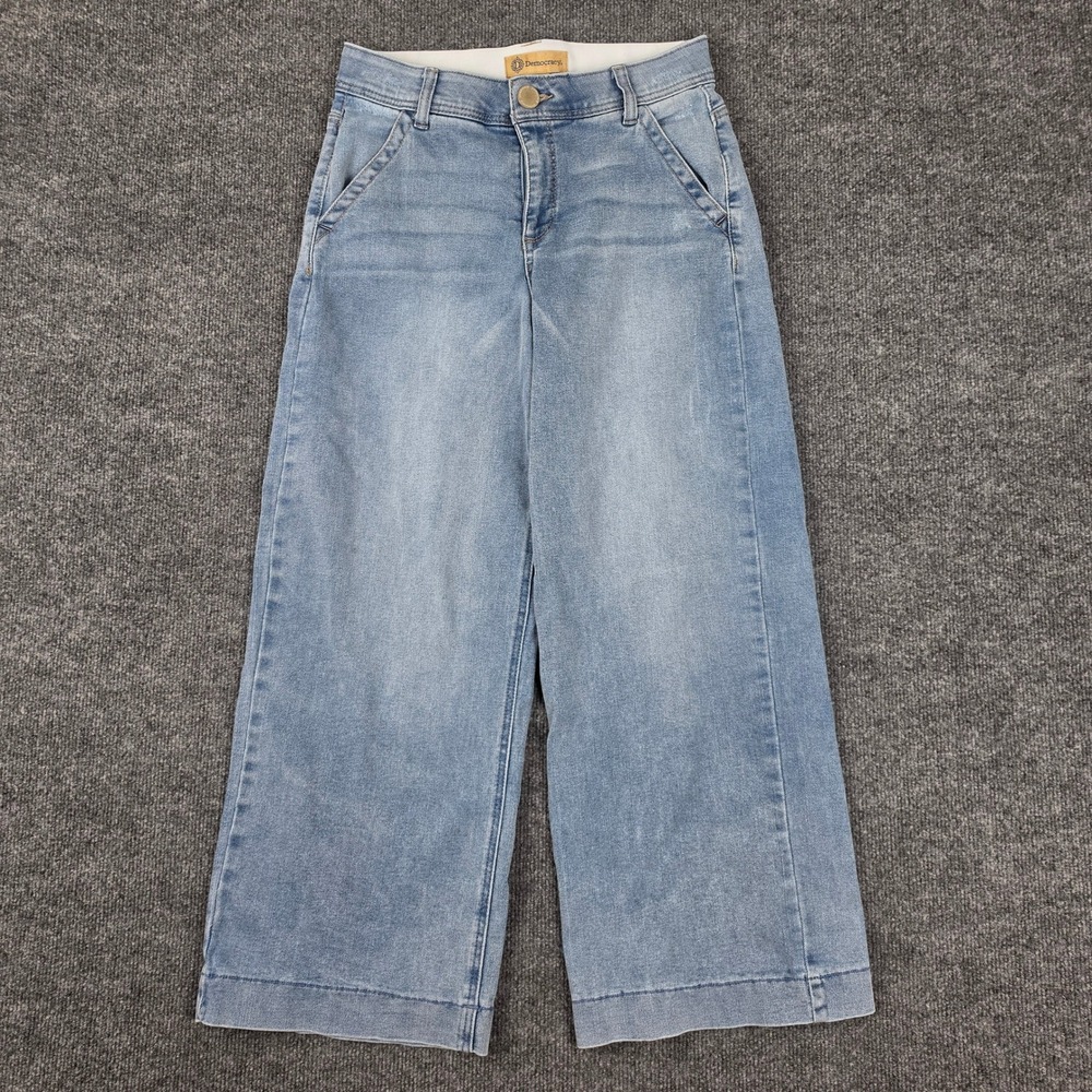 Democracy Wide Leg Trouser Jeans Womens 6 Ab Technology Light Wash Mid Rise Blue